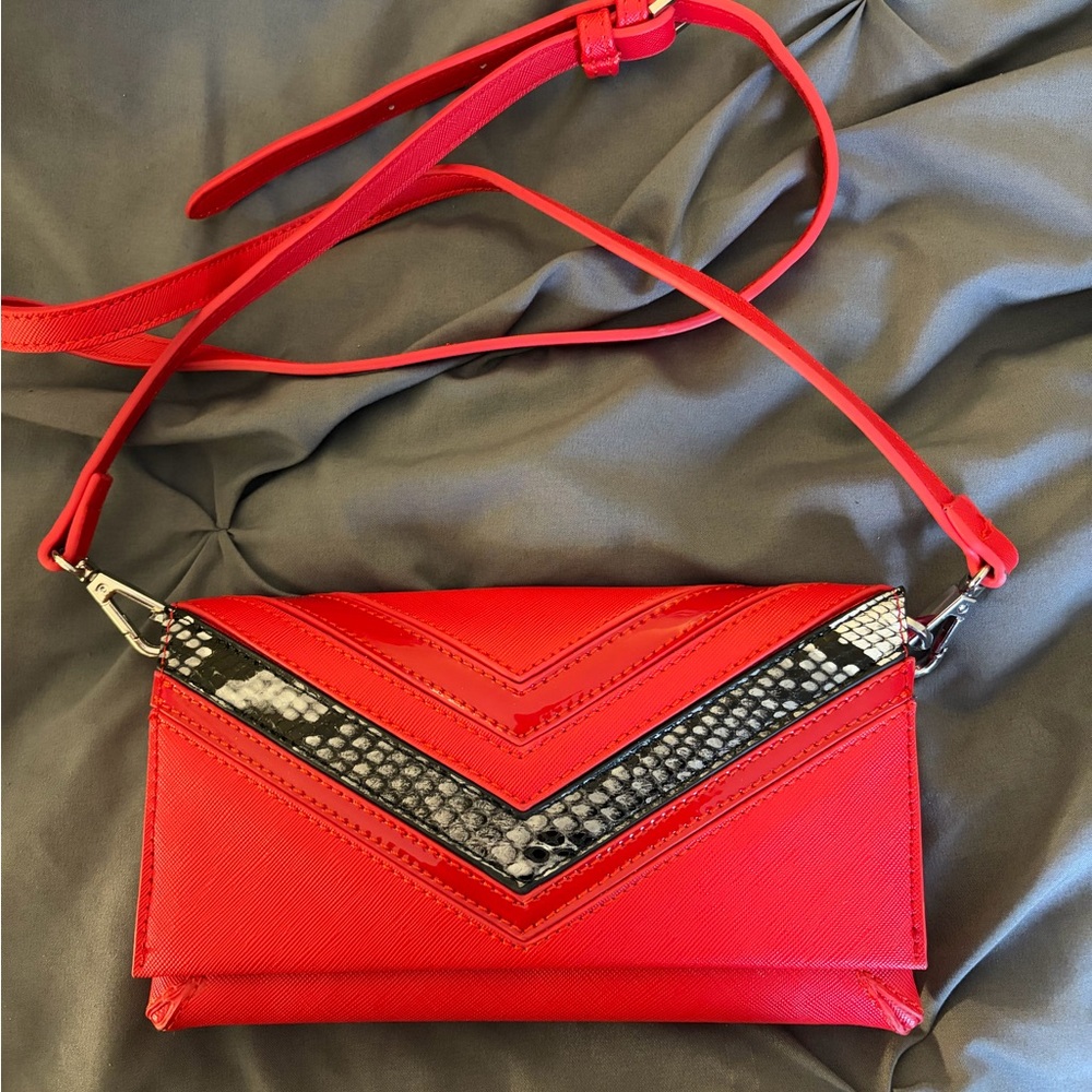 Leather Red and Black Women's Crossbody Bag w/belt option